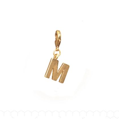 Letter M Initial Clasp Charm  Yellow Gold Plated Each initial is approximately 1/2"