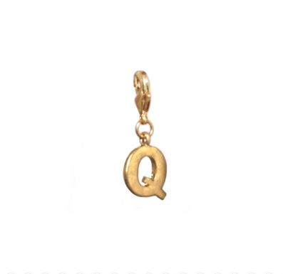 Letter Q Initial Clasp Charm  Yellow Gold Plated Each initial is approximately 1/2"