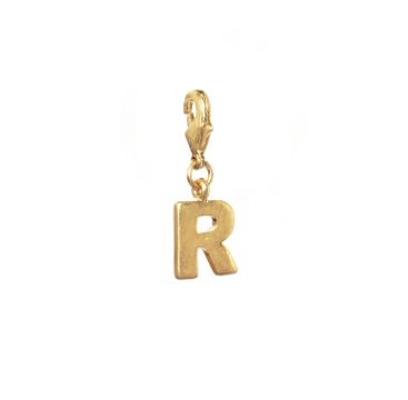 Letter R Initial Clasp Charm  Yellow Gold Plated Each initial is approximately 1/2"