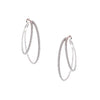 Asymmetrical Double Pave Crystal Hoop Earrings  • White Gold Plated • 1.77" L X 2.1" W