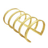 Five Bangle Cuff Bracelet  Matte Yellow Gold Plated 3.19" Long 2.50" Inner Diameter Slightly Adjustable