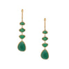 Emerald & Diamond Pierced Earrings   14K Yellow Gold 2.5" Long X 0.5" Wide