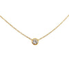 Small Faux Diamond Solitaire Necklace  14K Yellow Gold 16-18" Long 0.5 Faux Diamond Carat Weight