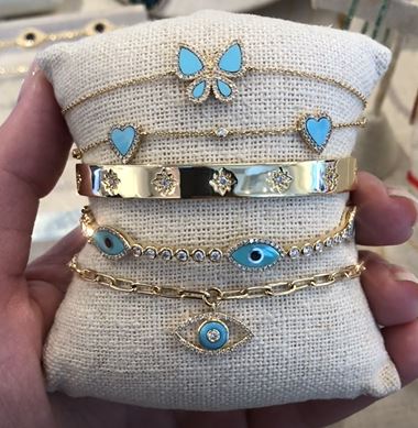 18K White Gold Butterfly Design Diamond Line Bracelet - Beryl Jewelers