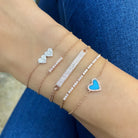 Pave Diamond & Turquoise Heart Chain Bracelet  14K Rose Gold 0.06 Diamond Carat Weight 0.13 Turquoise Carat Wight Heart: 0.38" Width Chain: 6-7" Length