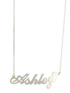 Name Ashley Script Custom Nameplate Necklace  White Gold Plated Over Silver 16" Long Size varies depending on length of name Customized items are not returnable