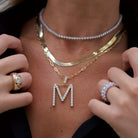 Woman wearing CZ Tennis Necklace
