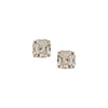 Asscher Cut Faux Diamond Stud Pierced Earrings  14K White Gold Faux Diamond 2CT 8MM Each Stud