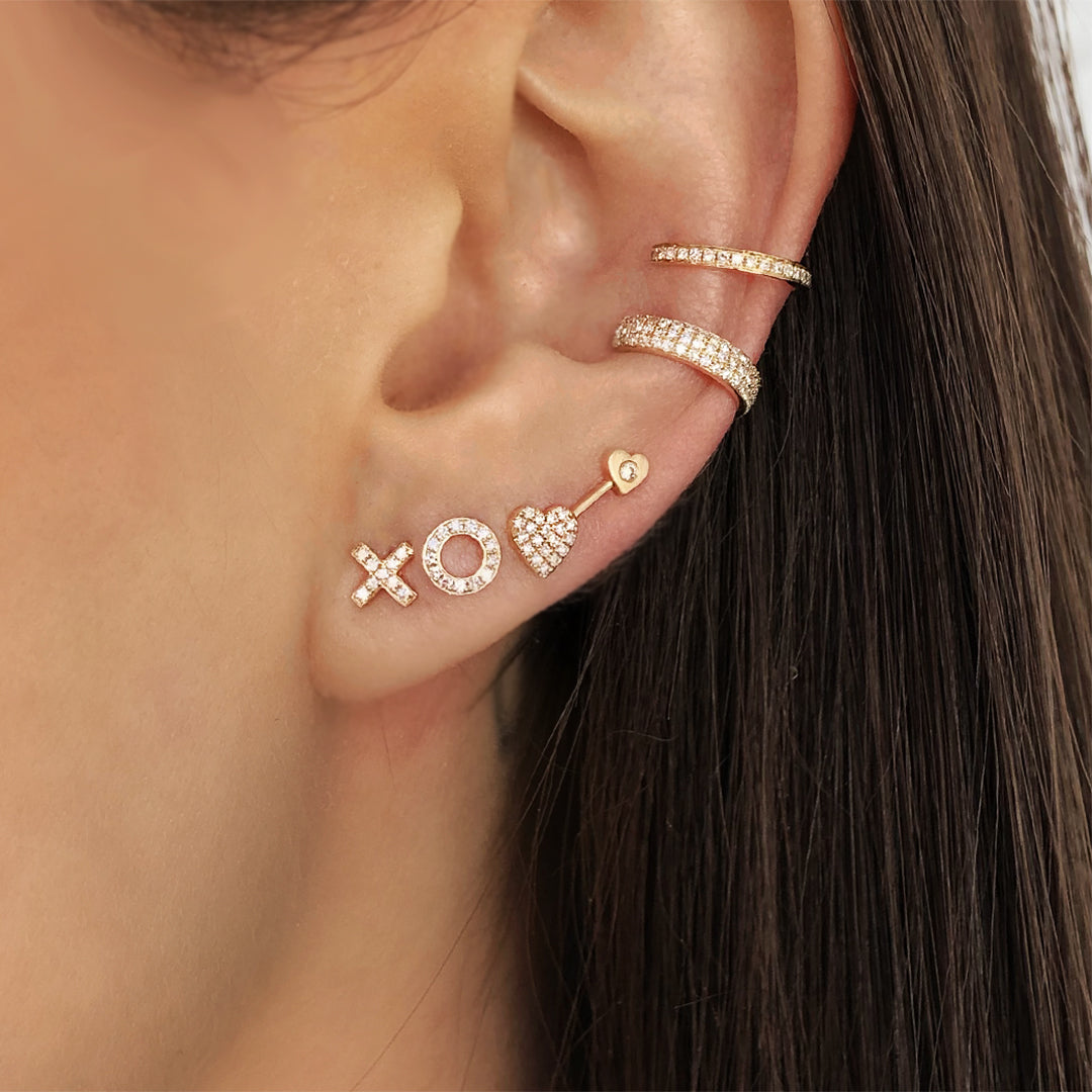 Diamond Single Row Cuff Earring  14K Yellow Gold 0.4 Diamond Carat Weight 0.45" Diameter 0.5" Width Sold as single, not a pair