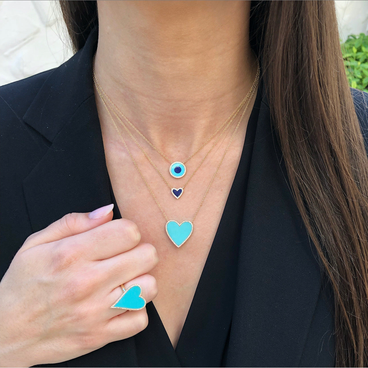 Diamond & Lapis Pendant Chain Necklace  14K Yellow Gold 0.06 Diamond Carat Weight 0.13 Lapis Carat Weight Chain: 17.5-18.5" Long Heart: 0.25" Length X 0.31" Width