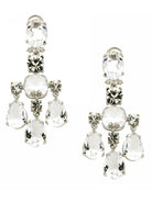 Stone Chandelier Pierced Earrings  White Gold Plated Length 2.5" Width 1.25"