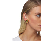 Chunky Hoop Clip On Earrings  Yellow Gold Plated 0.82" Long X 0.65" Wide