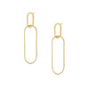 Double Link Oval Hoop Pierced Earrings  Yellow Gold Plated 3.15" Long X 0.57" Wide