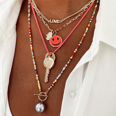 pearl smiley necklace and bracelet