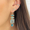 Blue & Clear CZ Cuff Earrings  Yellow Gold Plated Over Silver 0.52" Long X 0.48" Wide 0.09" Thick Sold as a single