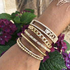 Metal Beaded Stretch Bracelet   • Yellow Gold Plated • 4MM Bead