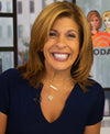 Hoda Kotb wearing engraved heart necklace with engraved diamond bar pendant on the Today Show