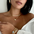 White Evil Eye Bead Stretch Bracelet  Yellow Gold Plated 4MM Bead 10MM Eye Glass Bead Adjustable