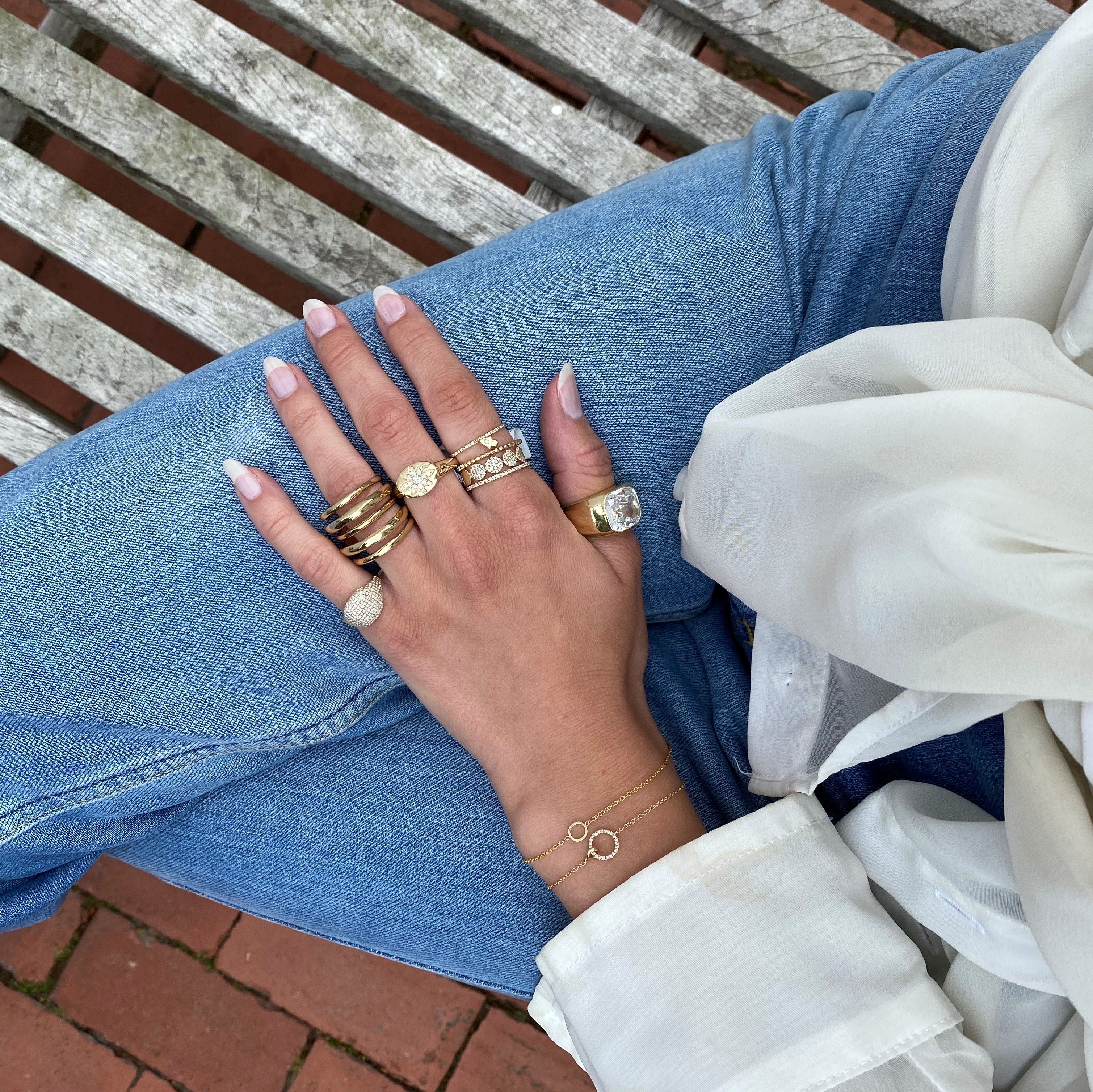 Open Circle Diamond Bracelet  14K Yellow Gold 0.07 Diamond Carat Weight 6.5" Length This elegant chain bracelet is perfect for pairing with bigger statement pieces, adding to a bracelet stack, or worn alone as a simple everyday piece!