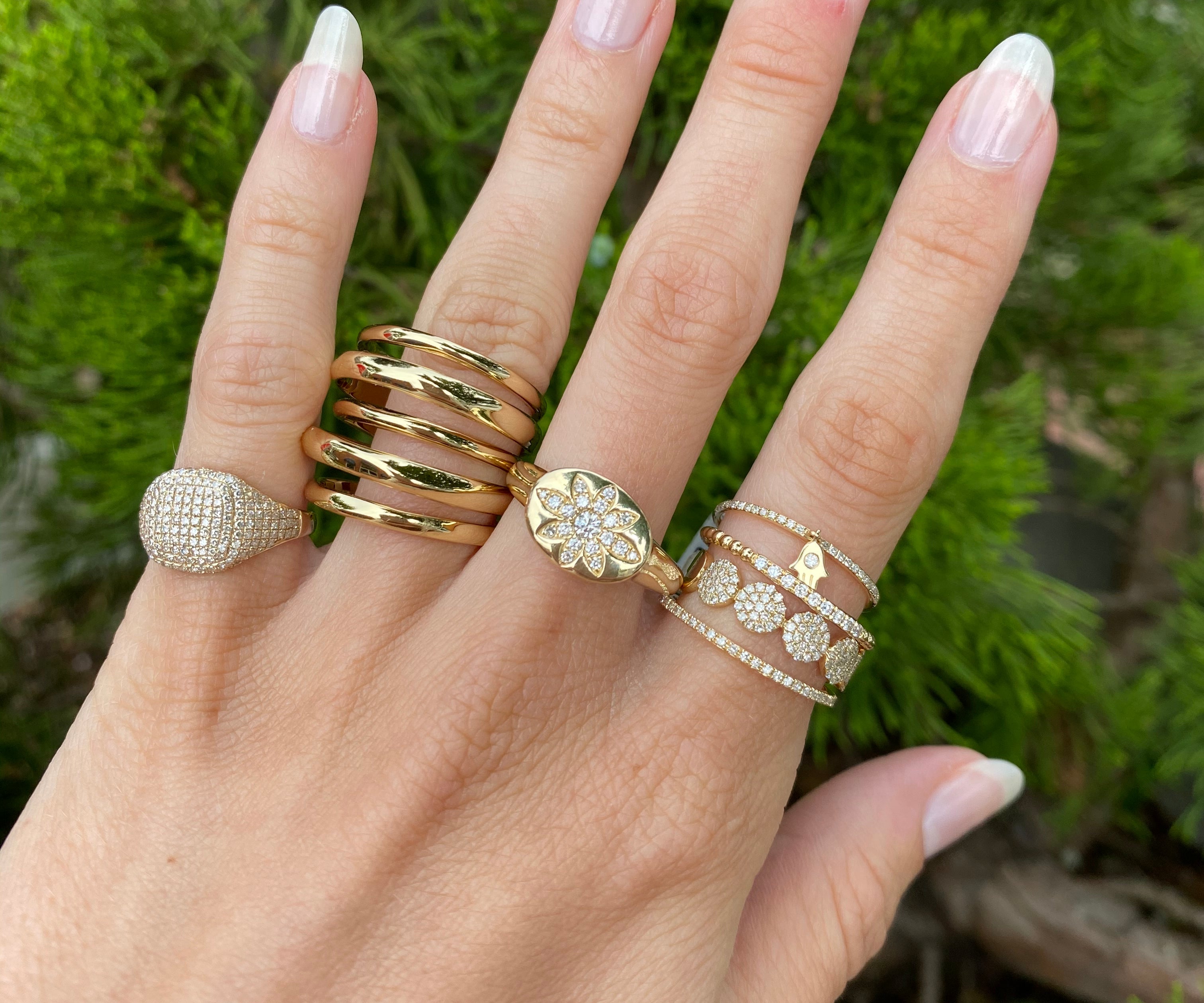 MILACOLATO 14K Gold Filled 1.3mm Thin Stackable Rings For Women - Minimalist Non Tarnish Cubic Zirconia Band Rings - Dainty Trendy Statement Stacking