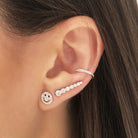 Pave Diamond Ear Cuff Earring  14K White Gold 0.05 Diamond Carat Weight 0.45" Diameter 0.05" Width Does not require piercing