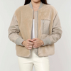 Taupe Faux Shearling Bomber Jacket