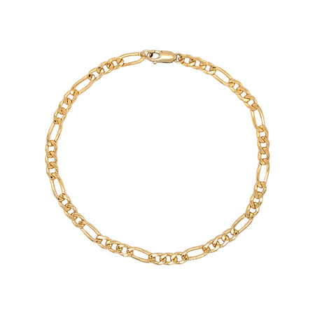 Figaro Chain Anklet  Yellow Gold Plated 10" Length view 1