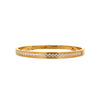 Small Gold Bangle Bracelet Yellow Gold Stainless Steel Cubic Zirconia Oval Shape: 6.25" Diameter 0.20" Width Hinge Closure Ideal for smaller wrist sizes