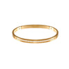 Small Gold Bangle Bracelet Yellow Gold Stainless Steel Cubic Zirconia Oval Shape: 6.25" Diameter 0.20" Width Hinge Closure Ideal for smaller wrist sizes