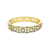 Crystal Pattern Matte Bangle Bracelet  Oxidized & Yellow Gold Plated Cubic Zirconia  0.48" Width 