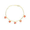 Gold Plating Over Silver Orange Enamel & CZ Heart Paperclip Chain Bracelet  Yellow Gold Plated Over Silver Bezel Set CZs Hearts: 0.30" Diameter Chain: 6-7" Long