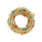 Breaded Stretch Bracelet Set Yellow Gold Plated 10 Stretch Strands