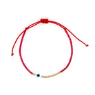 Red Beaded Evil Eye Adjustable String Bracelet  Yellow gold plated Adjustable Evil Eye: 0.35"