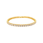 Flexible Gold Tennis Bracelet   Yellow Gold Plated Cubic Zirconia 7.0" Length 0.16” Width