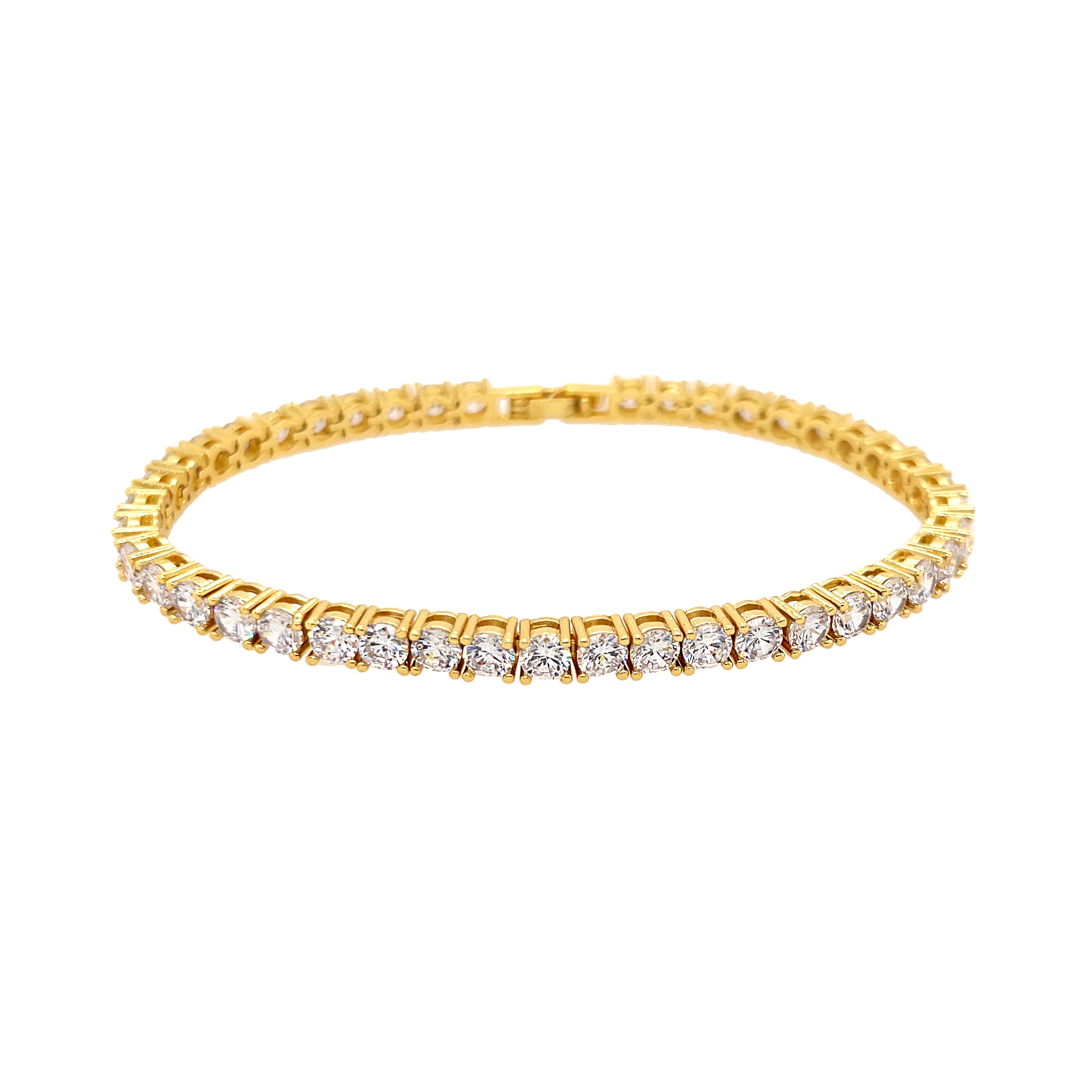 Flexible Yellow Gold Plated CZ Tennis Bracelet – Jennifer Miller Jewelry