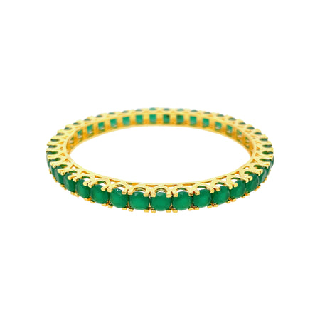 Faux Emerald CZ Bangle Bracelet  Yellow Gold Plated Prong Set CZs 2.50" Diameter 0.25" Thick