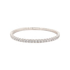 Pave CZ Tennis Bangle  Sterling Silver  Oval Shape: 2.19” X 1.83” 0.12” Width 0.80-1.30” Flexible Opening