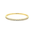 Yellow Gold Plated CZ Tennis Bangle Bracelet   Yellow Gold Plated Oval Shape: 2.19” X 1.83” 0.12” Width 0.80-1.30” Flexible Opening