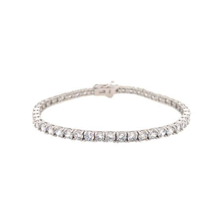 Small CZ Tennis Bracelet  White Gold Plated over Silver 7" Length 4MM CZs 0.15" Width view 1