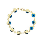 10 Jumbo Evil Eye Chain Bracelet  14K Yellow Gold 7.5" Length Eye: 9MM 4.75MM Jump Ring