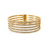 5 Row Gold Cuff Yellow Gold Plated Cubic Zirconia Oval Shape: 2.15” X 2.08” 0.75” Width Flexible Opening
