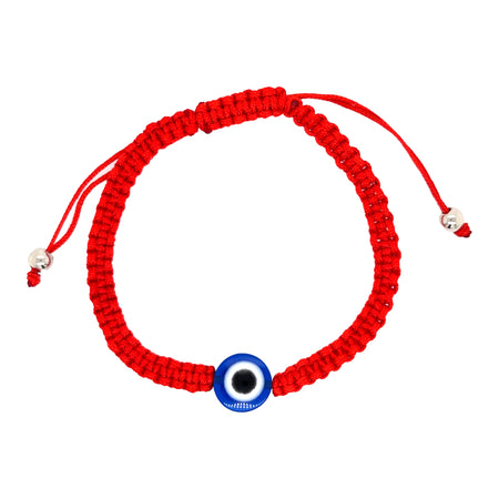 Evil Eye Red Rope Bracelet  White Gold Plated Eye0.42" Diameter Adjustable