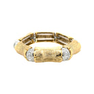 Gold Bamboo Stretch Bracelet with Sparkly Spacers  Yellow Gold Plated Cubic Zirconia 0.55" Width Elastic Bangle