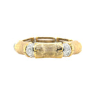 Gold Bamboo Stretch Bracelet with Sparkly Spacers  Yellow Gold Plated Cubic Zirconia 0.55" Width Elastic Bangle