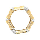 Gold Bamboo Stretch Bracelet with Sparkly Spacers  Yellow Gold Plated Cubic Zirconia 0.55" Width Elastic Bangle