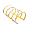 5 Row Textured Gold Cuff  24K Yellow Gold Plated 3.19" Length X 2.5'' Width Slightly Adjustable Open Cuff