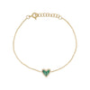 Pave Diamond & Malachite Heart Bracelet  14K Yellow Gold 0.06 Diamond Carat Weight 0.13 Malachite Carat Weight Chain: 6.50" Length Heart: 0.31" Long X 0.34" Wide