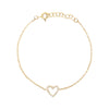 Diamond Open Heart Bracelet  14K Yellow Gold 0.07 Diamond Carat Weight Chain: 6-7" Length Heart: 0.33" Diameter
