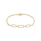 14K Gold Pave Diamond Link Bracelet on Paperclip Chain  14K Yellow Gold 0.23 Diamond Carat Weight 0.23" Thick 7" Chain Length