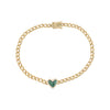 Malachite & Diamond Heart Chain Bracelet  14K Yellow Gold 0.06 Diamond Carat Weight 0.46 Malachite Carat Weight Heart: 0.3" Width
